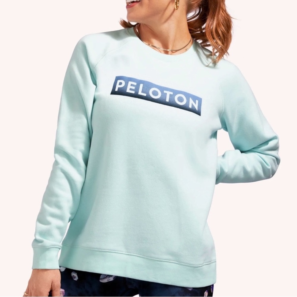 Peloton Ombre Block Logo Blue Crew Neck Sweatshirt